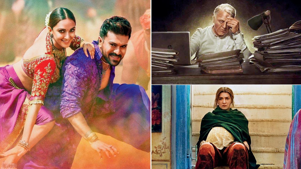 (From left, clockwise) Game Changer and Indian 2 were among the recent releases to fall prey to piracy. Netflix had advanced Mimi’s (2021) release by four days, after it leaked online 