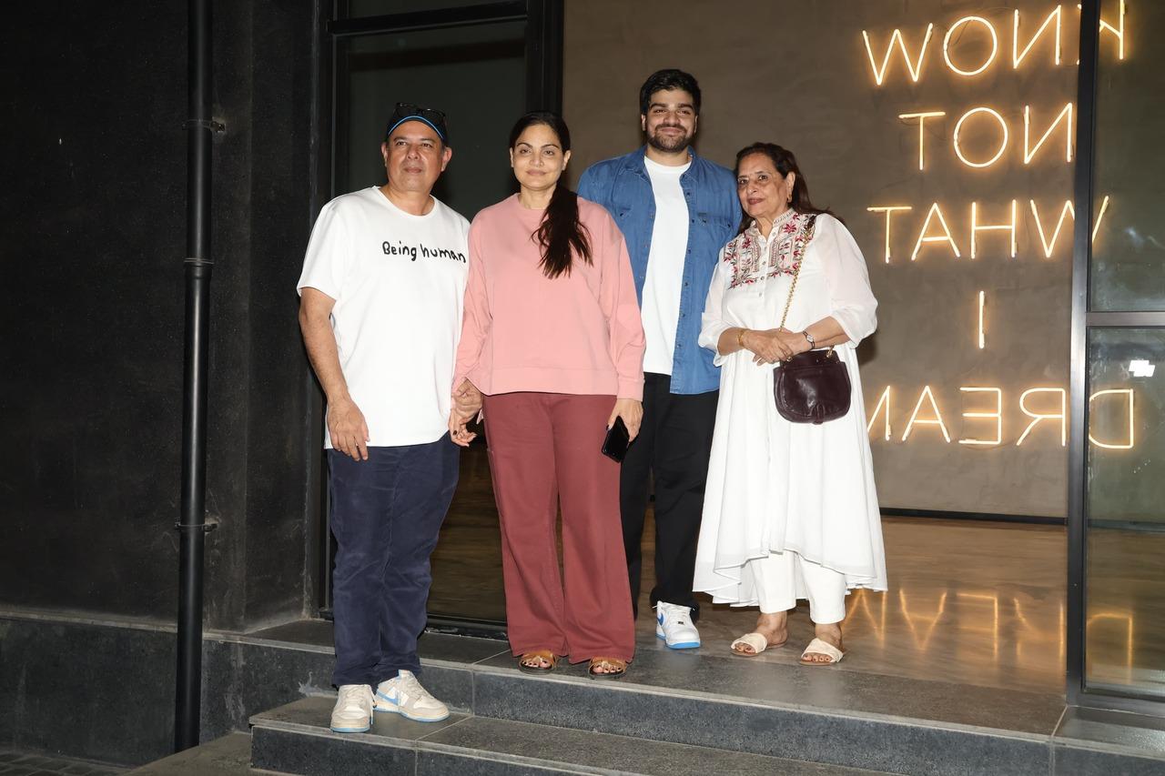 Salman's sister Alvira arrived with her husband Atul Agnihotri and son Ayaan.