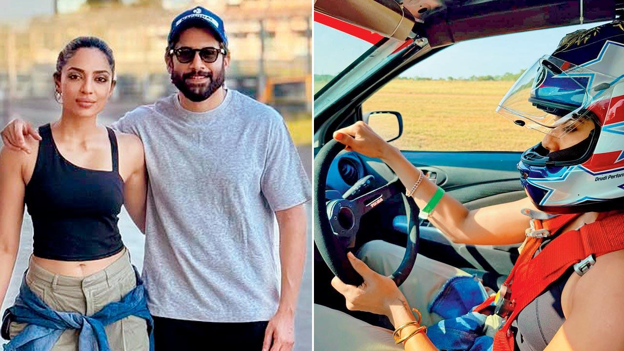 Sobhita Dhulipala and Naga Chaitanya; (right) Sobhita behind the wheel