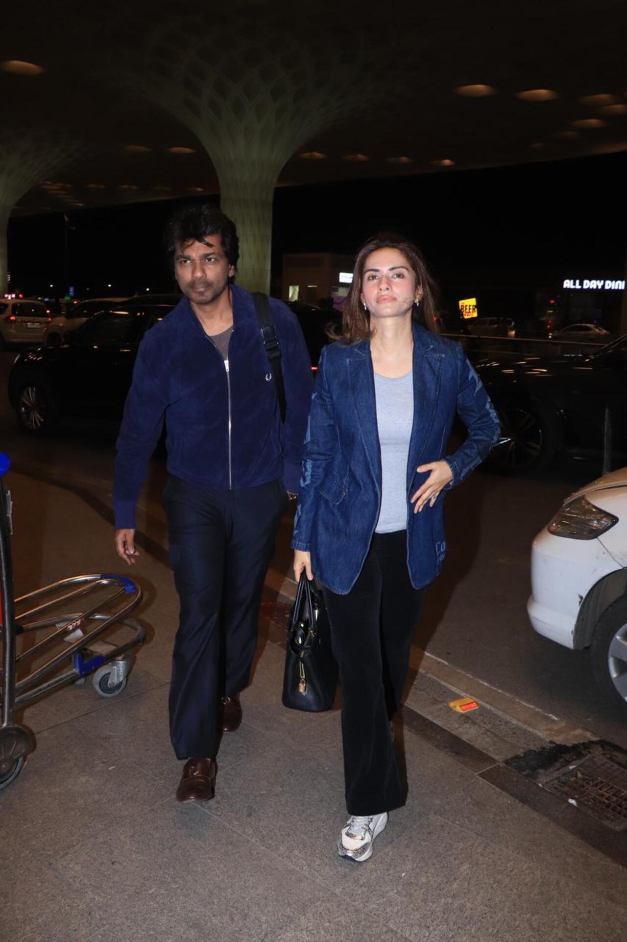 Film producer and actor Nikhil Dwivedi was spotted with his wife.