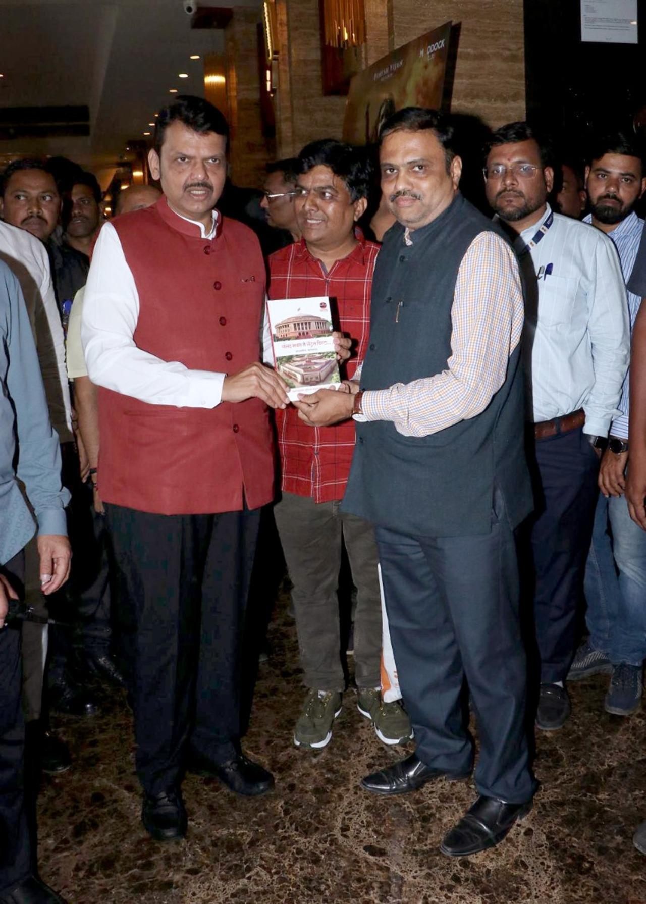 Maharashtra Chief Minister Devendra Fadnavis was spotted at the special screening of Chhaava.