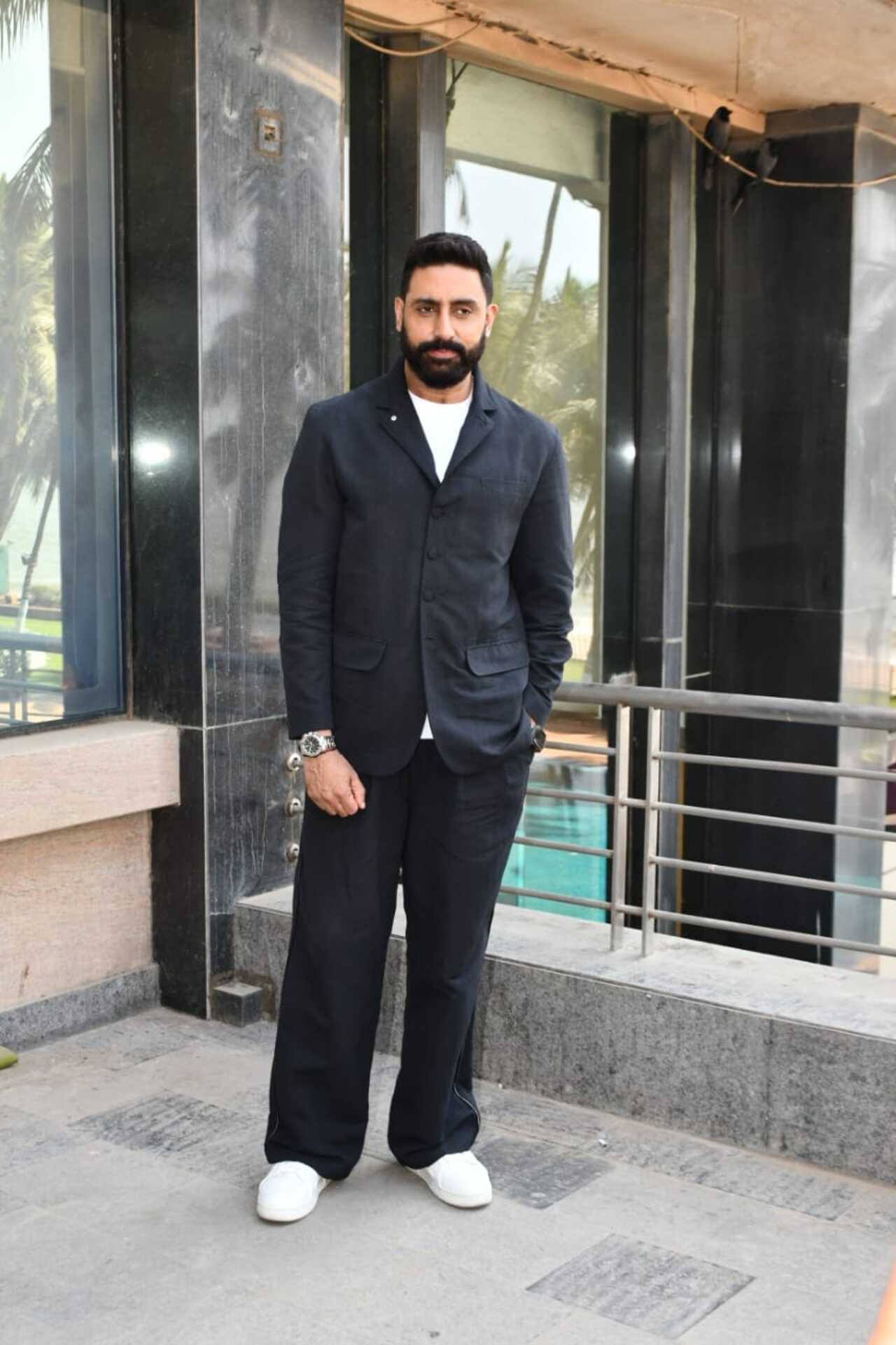 Abhishek Bachchan stepped out for the promotions of his upcoming film Be Happy.