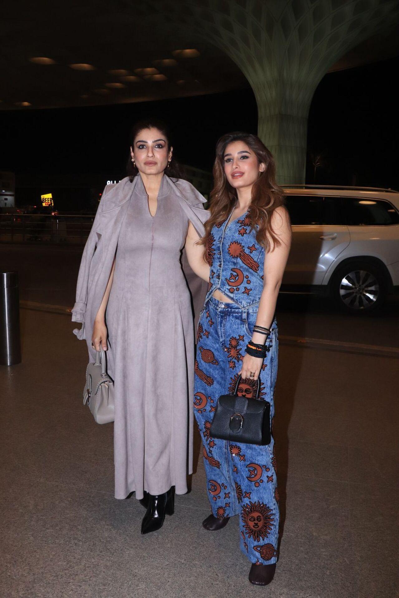 Rasha Thadani and her mother Raveena Tandon were spotted at the airport in cool outfits. 