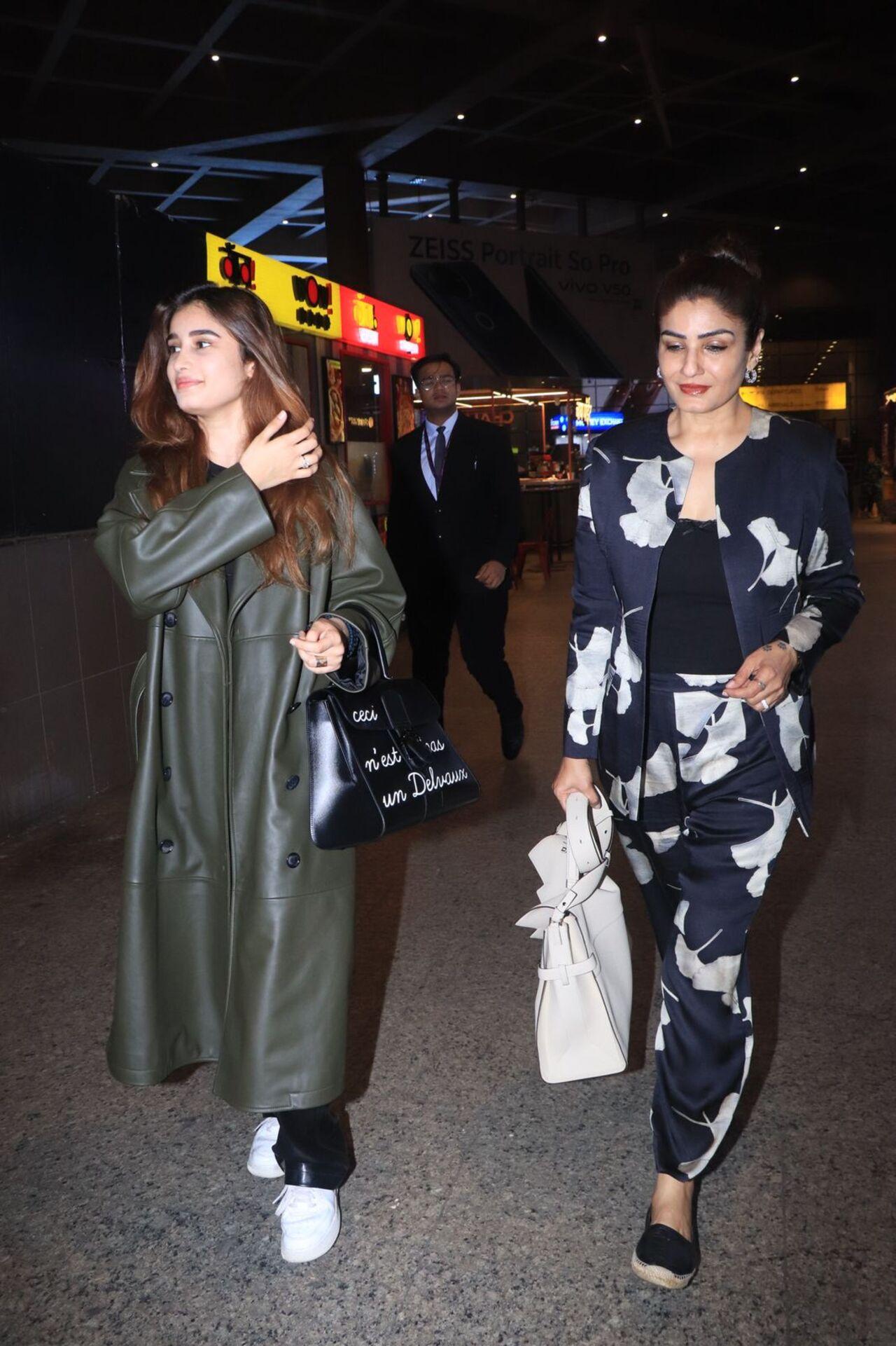 Mother-daughter duo of Raveena Tandon and Rasha Thadani was all smiles as they got spotted at the airport