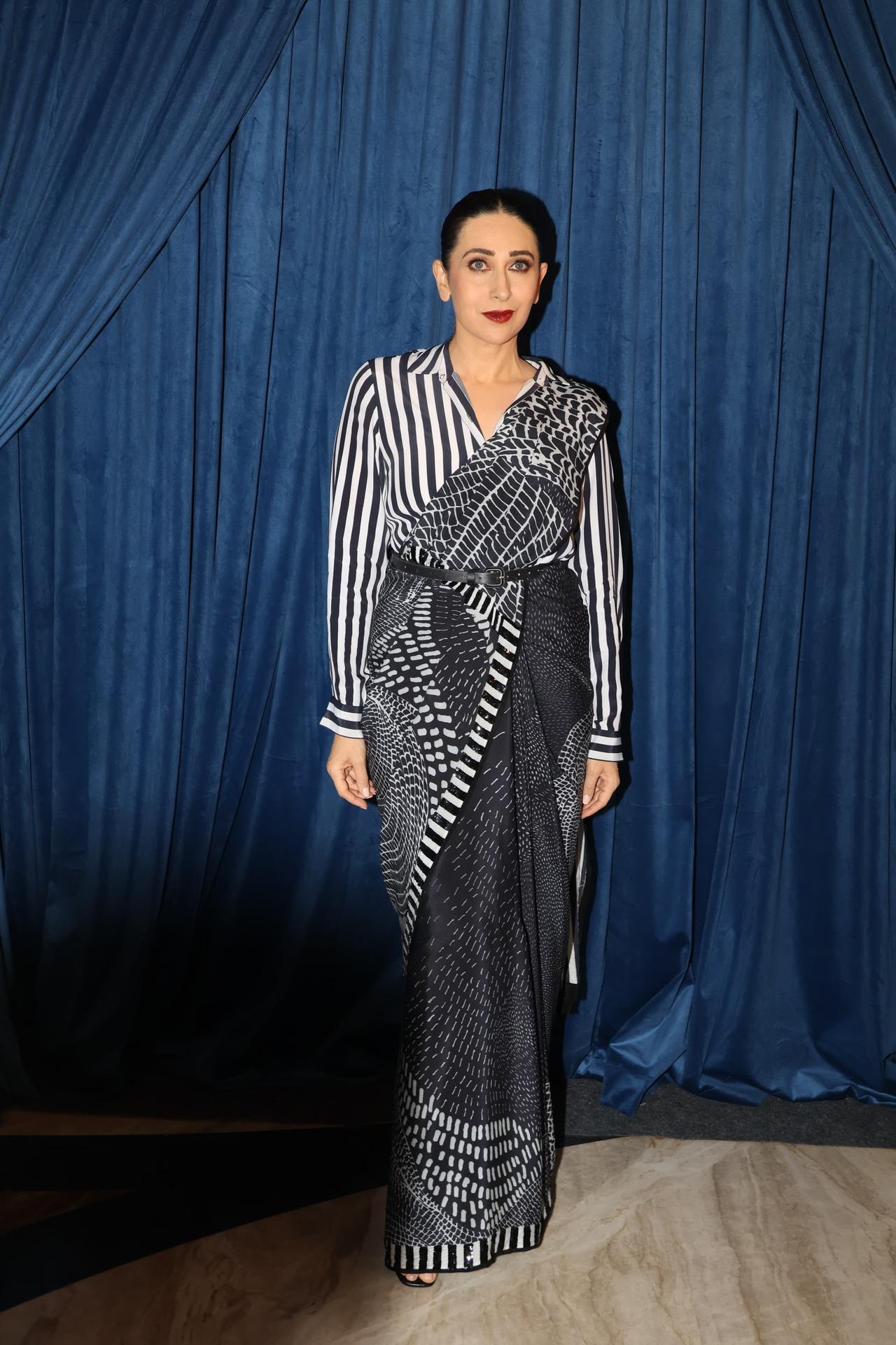 Karisma Kapoor adorned an Indo-western saree at LFW day 2