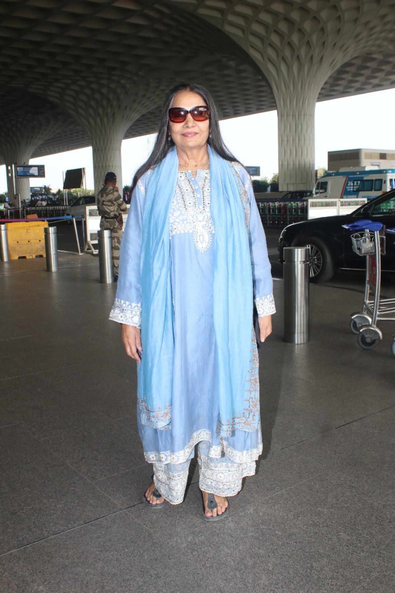 Veteran actress Shabana Azmi at the airport