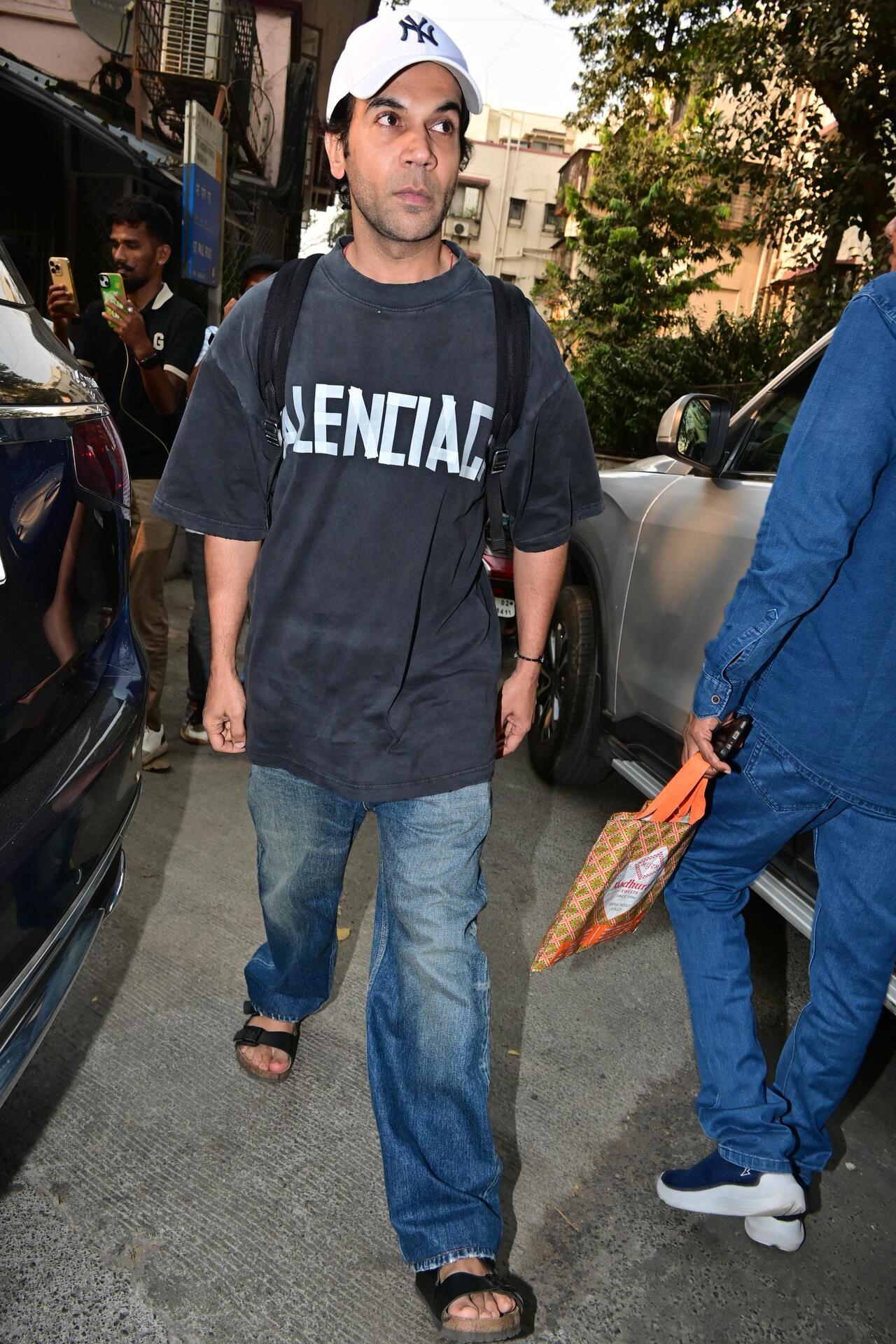 Actor Rajkummar Rao was spotted in a casual look outside a dubbing studio in Mumbai