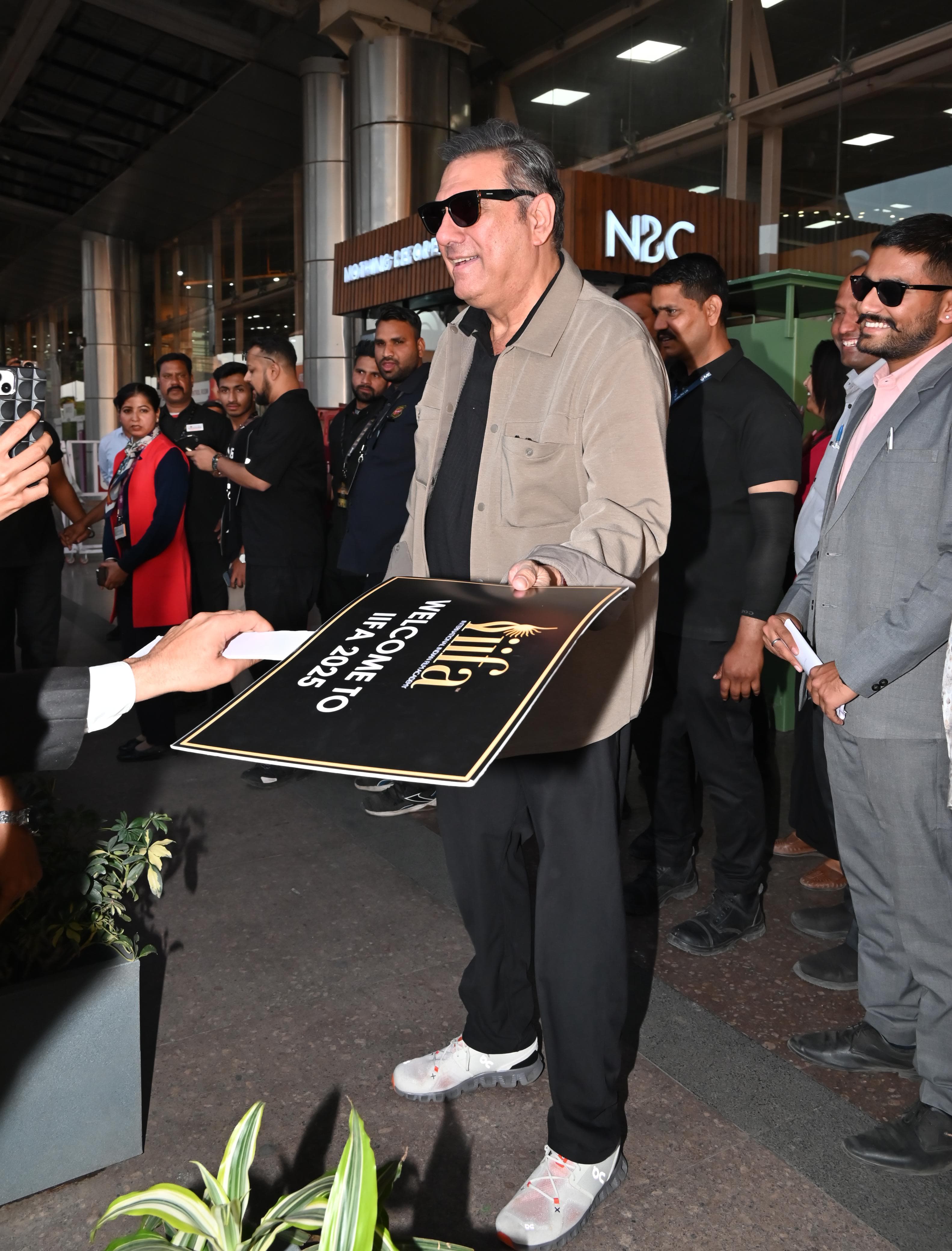 Boman Irani was smiling ear to ear as he was snapped at Jaipur airport ahead of IIFA.