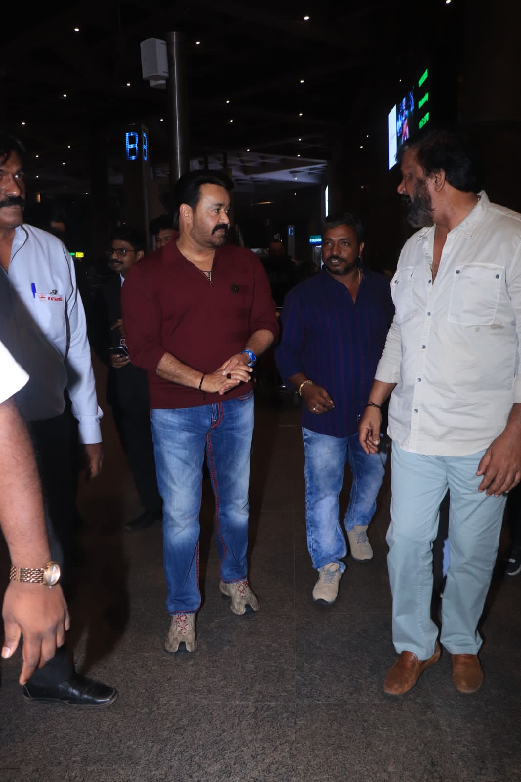 Later, Mohanlal was snapped at the grand trailer launch of his upcoming film L2E: Empuraan