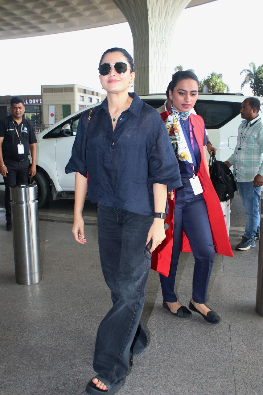 Rashmika Mandanna looked cute as she was snapped at Mumbai airport in a comfy and casual outfit