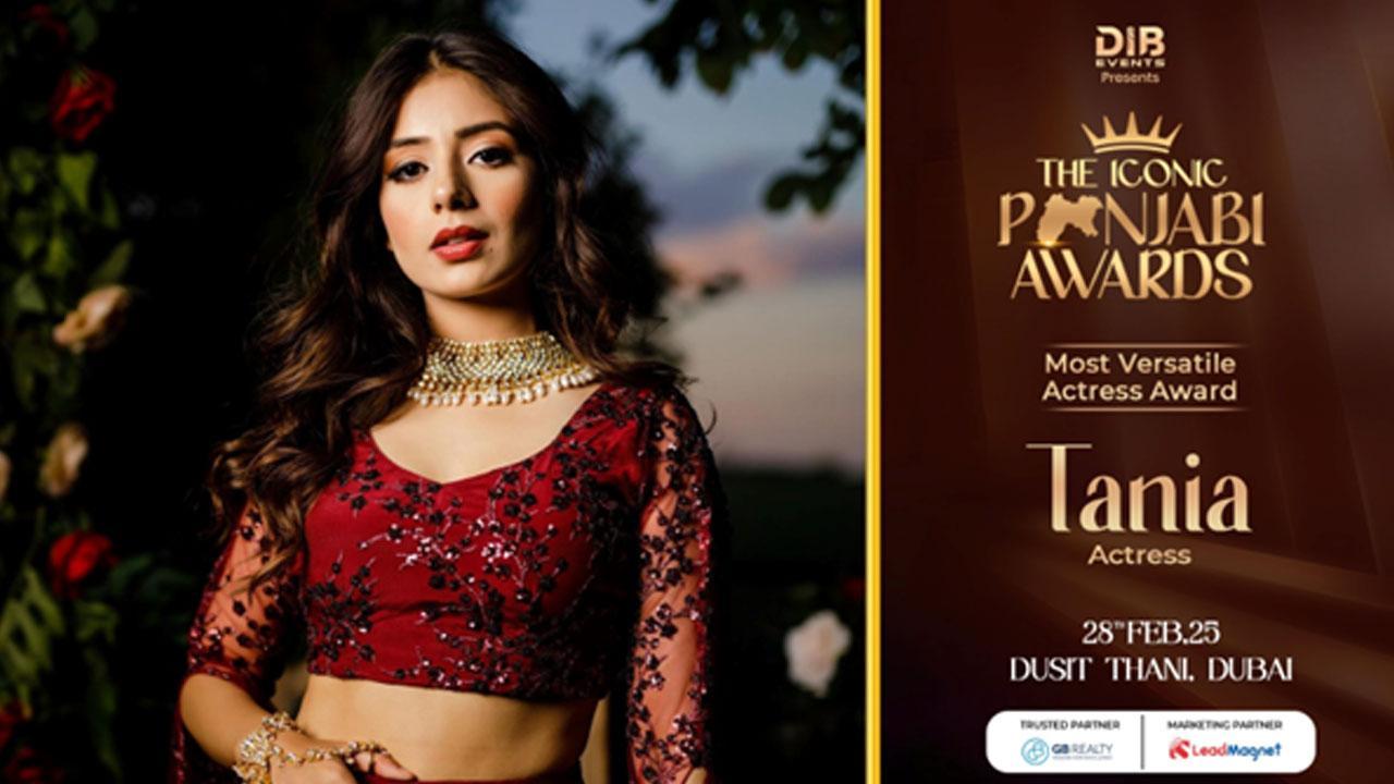 Actress Tania honoured with Most Versatile Actress Award at ‘The Iconic Punjabi Awards 2025’ in Dubai