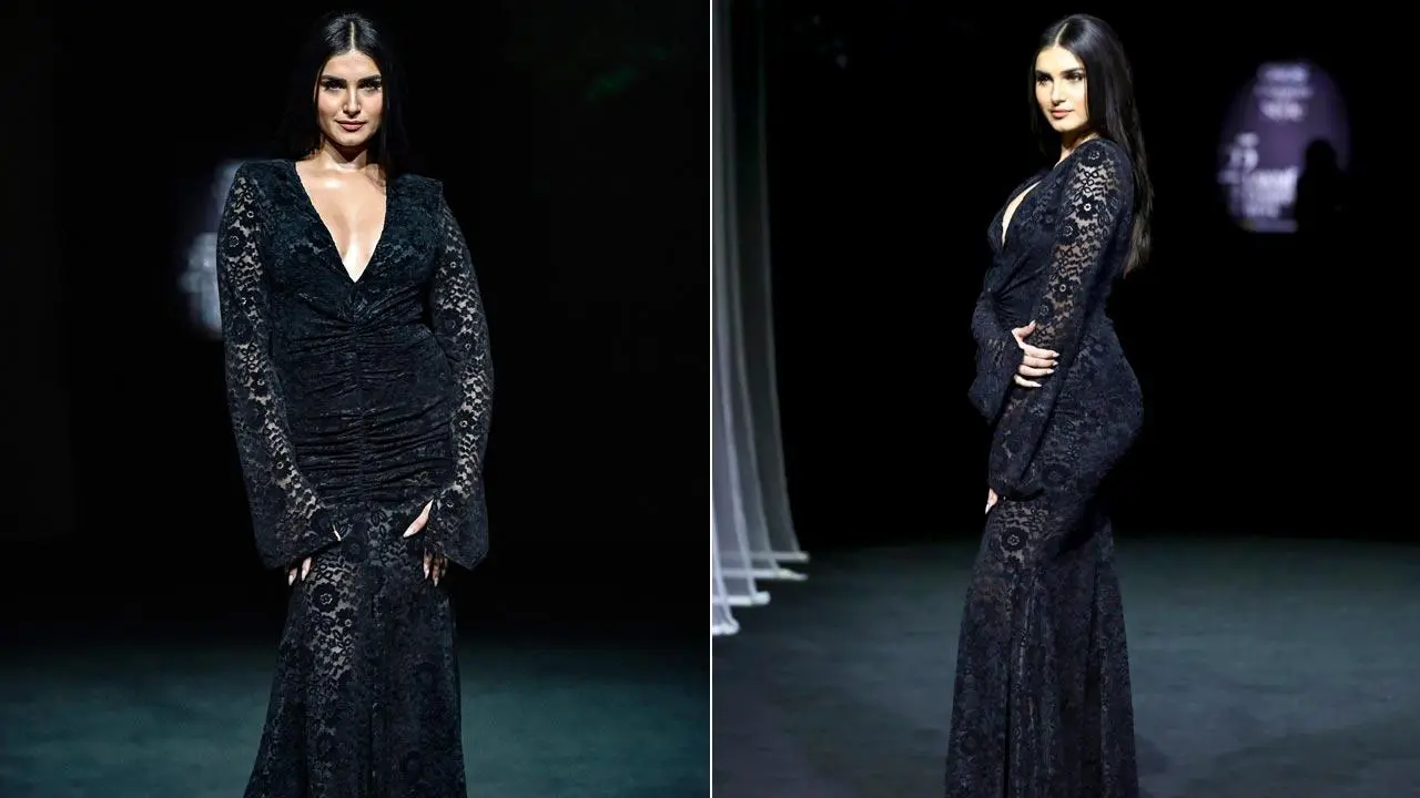 Tara Sutaria presents a creation by ASOS at the ‘Lakme Fashion Week’, in Mumbai, Maharashtra. Pic/PTI