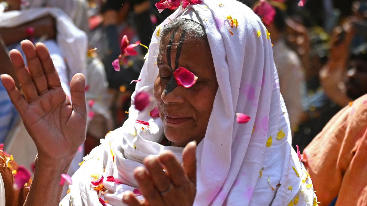 Many widows participated with great enthusiasm in playing Holi, the festival of colours