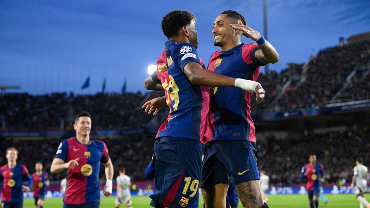 Lamine Yamal, Raphinha fire Barca past Benfica into Champions League last eight
