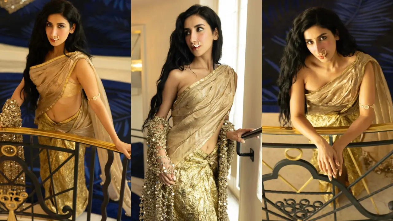 Parul Gulati concludes her Cannes debut with resin-dipped Banarasi tissue saree