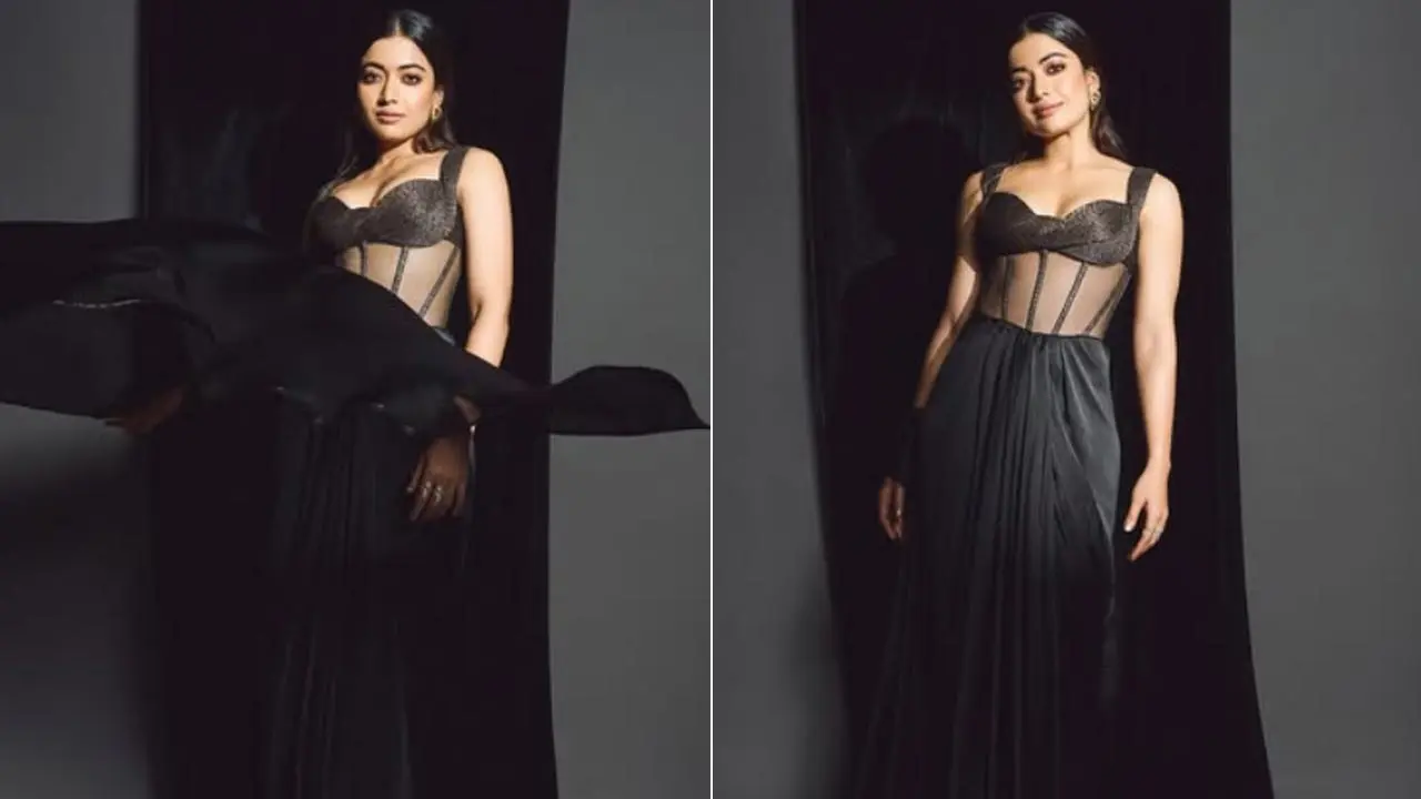 Rashmika Mandanna slays in a sleek and sensational black dress- red carpet look
