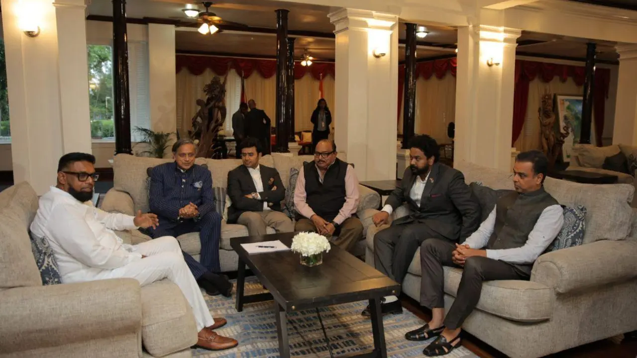 IN PHOTOS: Tharoor-led delegation meets Guyana President Md. Irfaan Ali