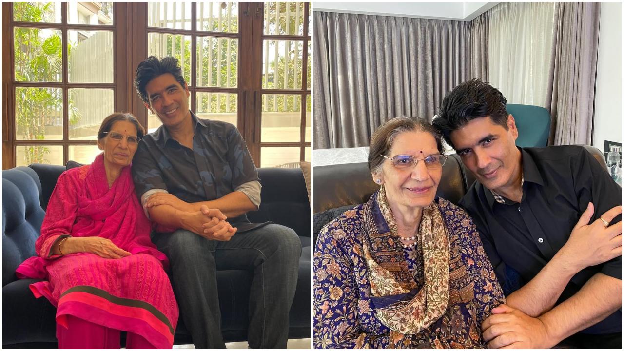 Manish Malhotra often shares glimpses of his bond with his mother on social media. The designer, who lives with her in Mumbai, regards his mother as his strength and inspiration. She has also played a significant role in his fashion journey, encouraging his love for clothes and movies since childhood. (Pic: Instagram/Manish Malhotra)