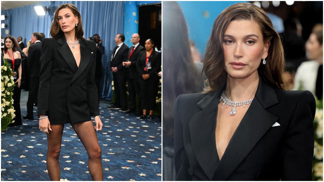 Hailey Bieber
Hailey Bieber arrived at the Met Gala donning a black blazer. The monochrome outfit was basic, and even the accessories couldn’t uplift the underwhelming look