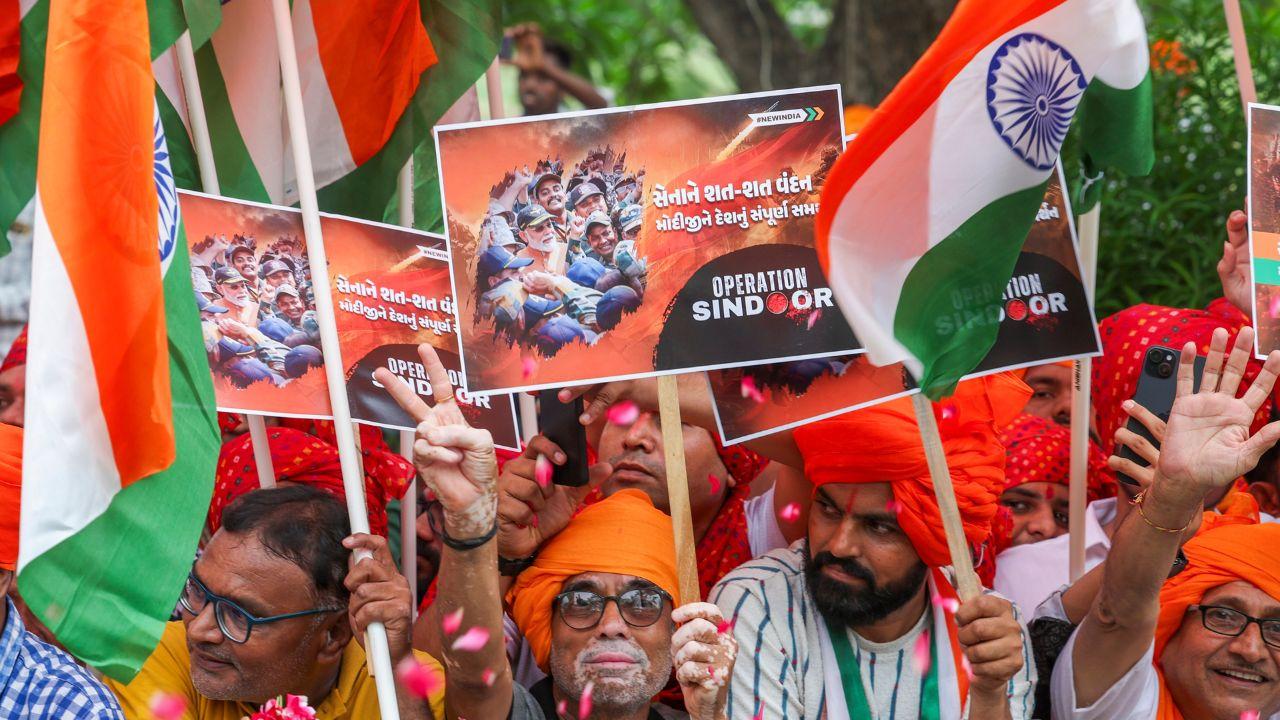 Posters were put up all across the route of the roadshow, hailing PM Modi for the Operation Sindoor