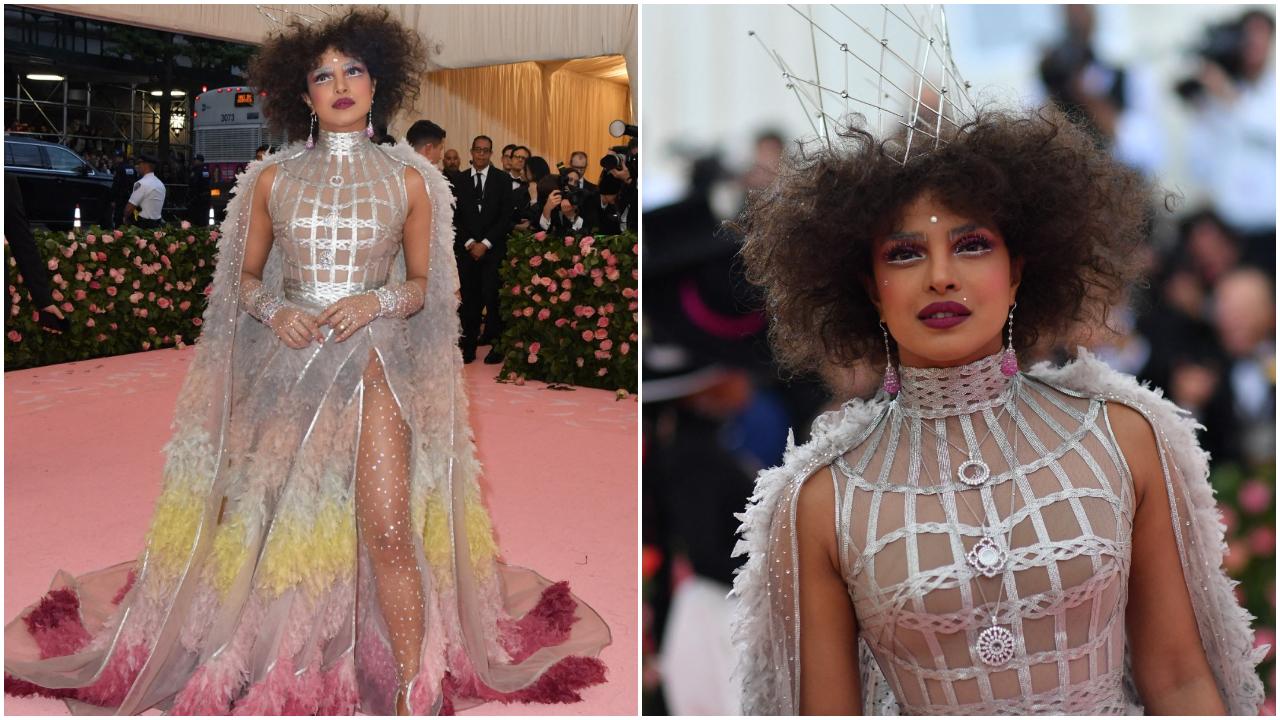 Priyanka Chopra – 2019
People might call it bold or weird, but Priyanka Chopra’s look at Met Gala 2019 made people stop and stare, not only for the dramatic Dior gown, but for the bizarre hair and make-up. The eccentric beauty look featured white eye-liner and metallic-tone eyelashes. The hair was styled in voluminous, messy curls and became the talk of the town