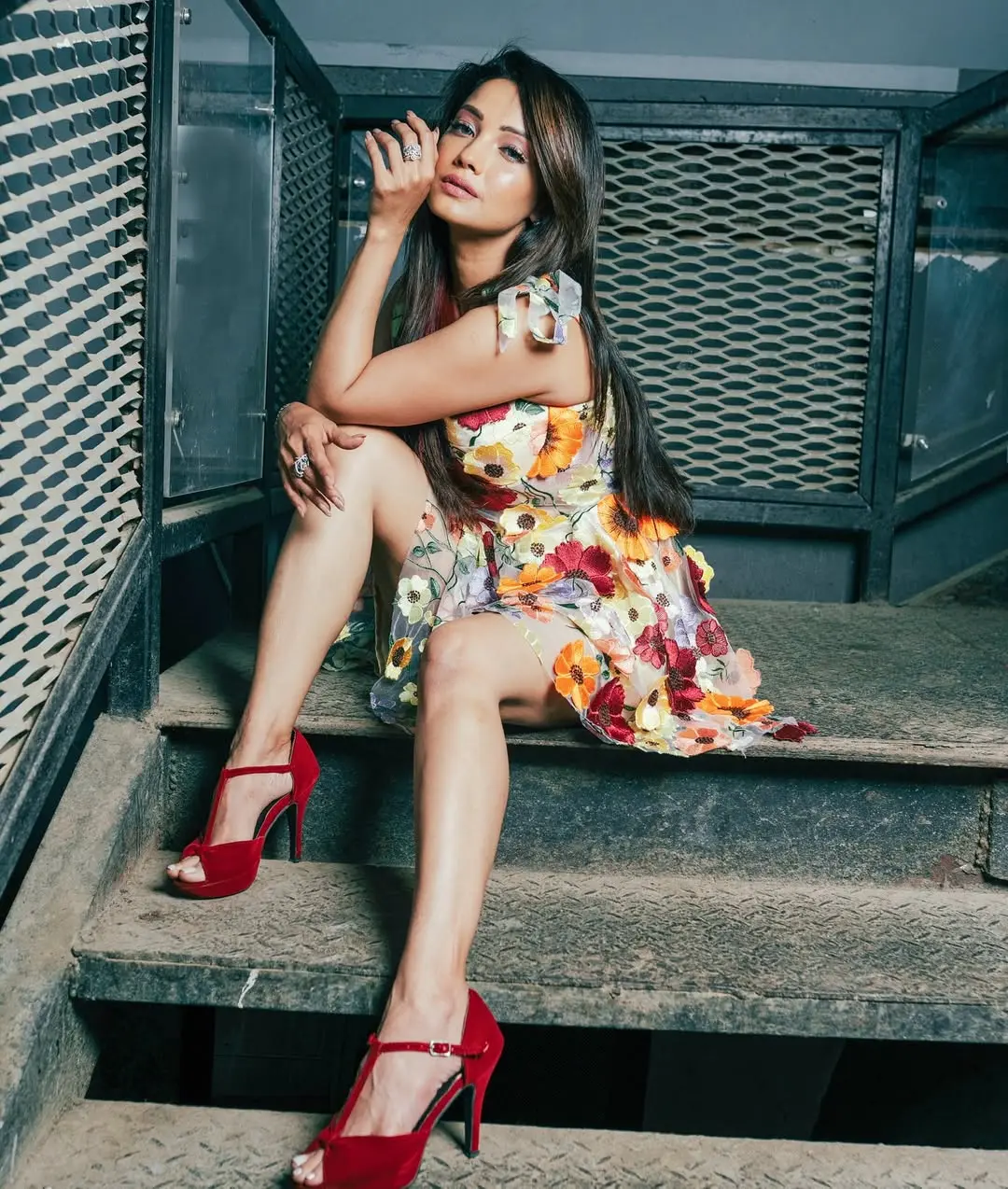 For everyday slay, wear a floral mini dress like Adaa did, and pair it with shiny, smart footwear that further elevates your look