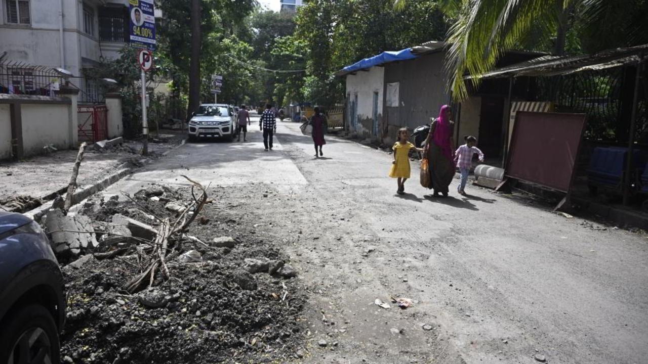 BMC's cement concrete roadwork on Prof. V.S. Agashe Road in Dadar (West) was found to be pending as of May 30, 2025