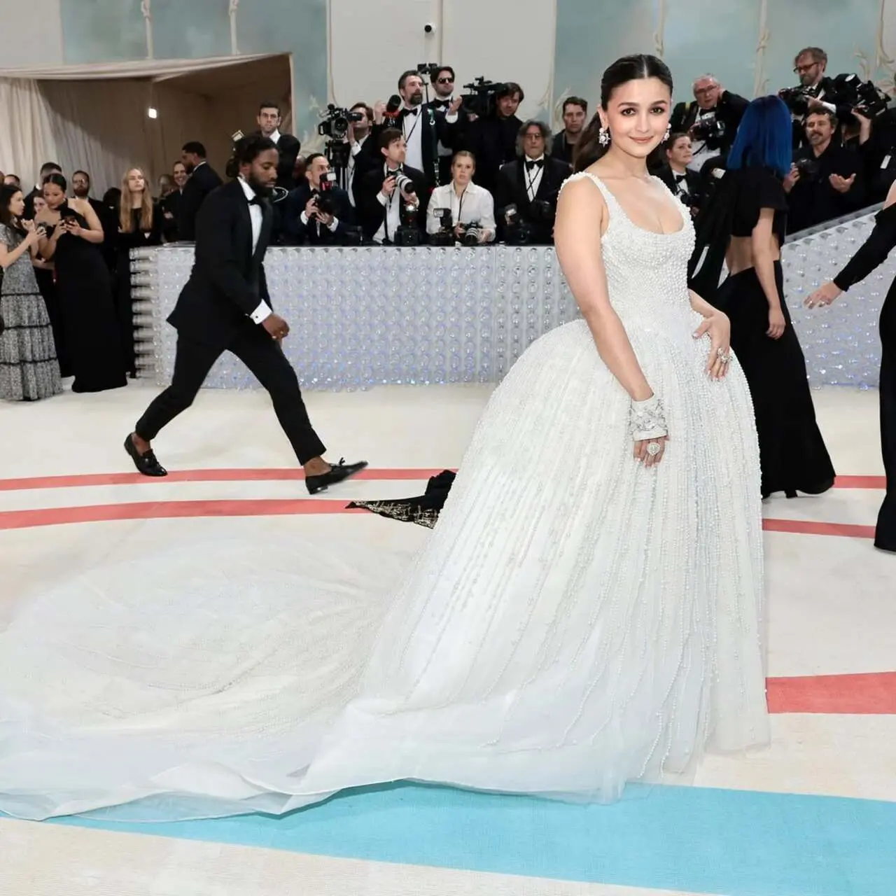 Alia Bhatt made her Met Gala debut in 2023, wearing a custom gown by Prabal Gurung inspired by Karl Lagerfeld's iconic 1992 bridal look from Chanel’s autumn/winter collection
