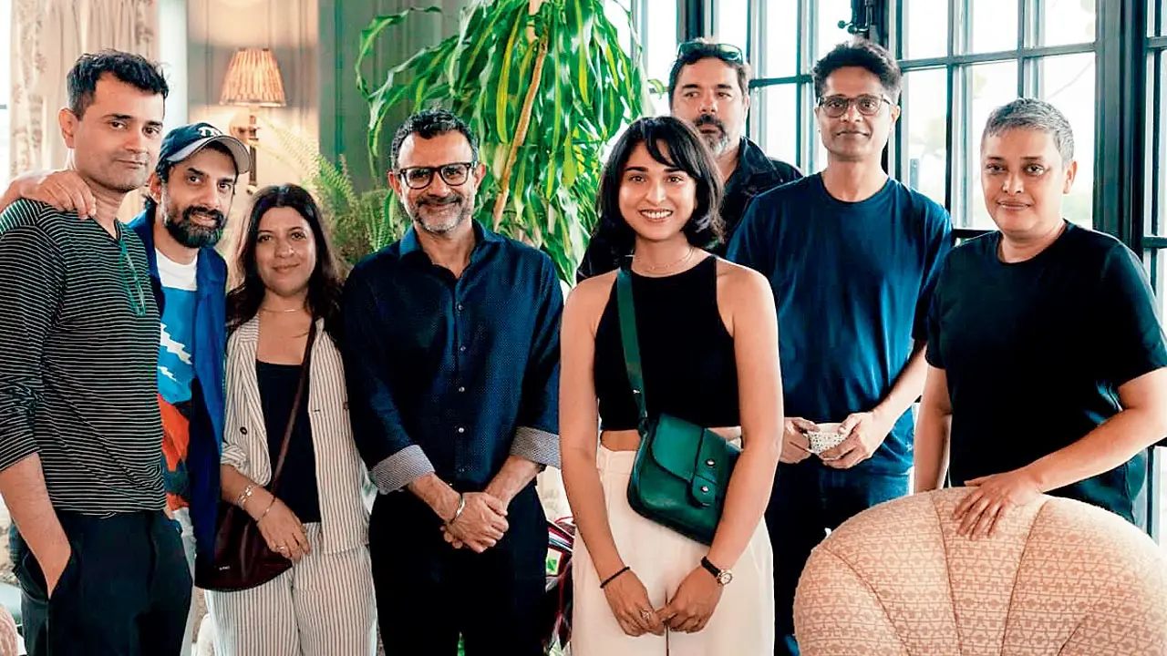 (Second from left) Ankur Tewari with the team of City Sessions, which is backed by (in white) Zoya Akhtar and (extreme right) Reema Kagti   