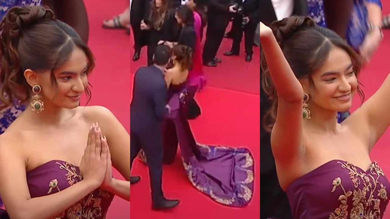Indian actress and influencer Anushka Sen made her Cannes debut in a regal purple gown. She greeted cameras with warm waves and a graceful 'namaste' on the red carpet