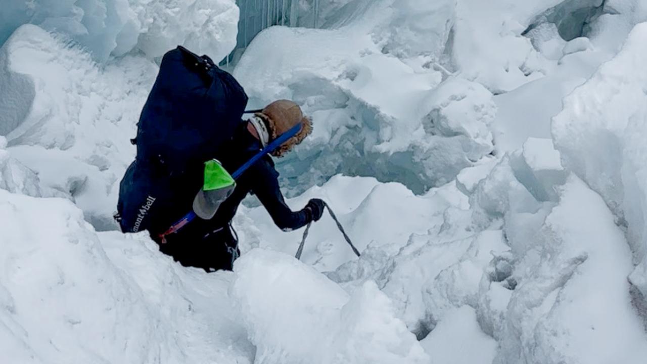 Going through a tough terrain and known to be one of the most difficult in the world, this photo by Roy shows a mountaineer on the route of Mt. Everest
