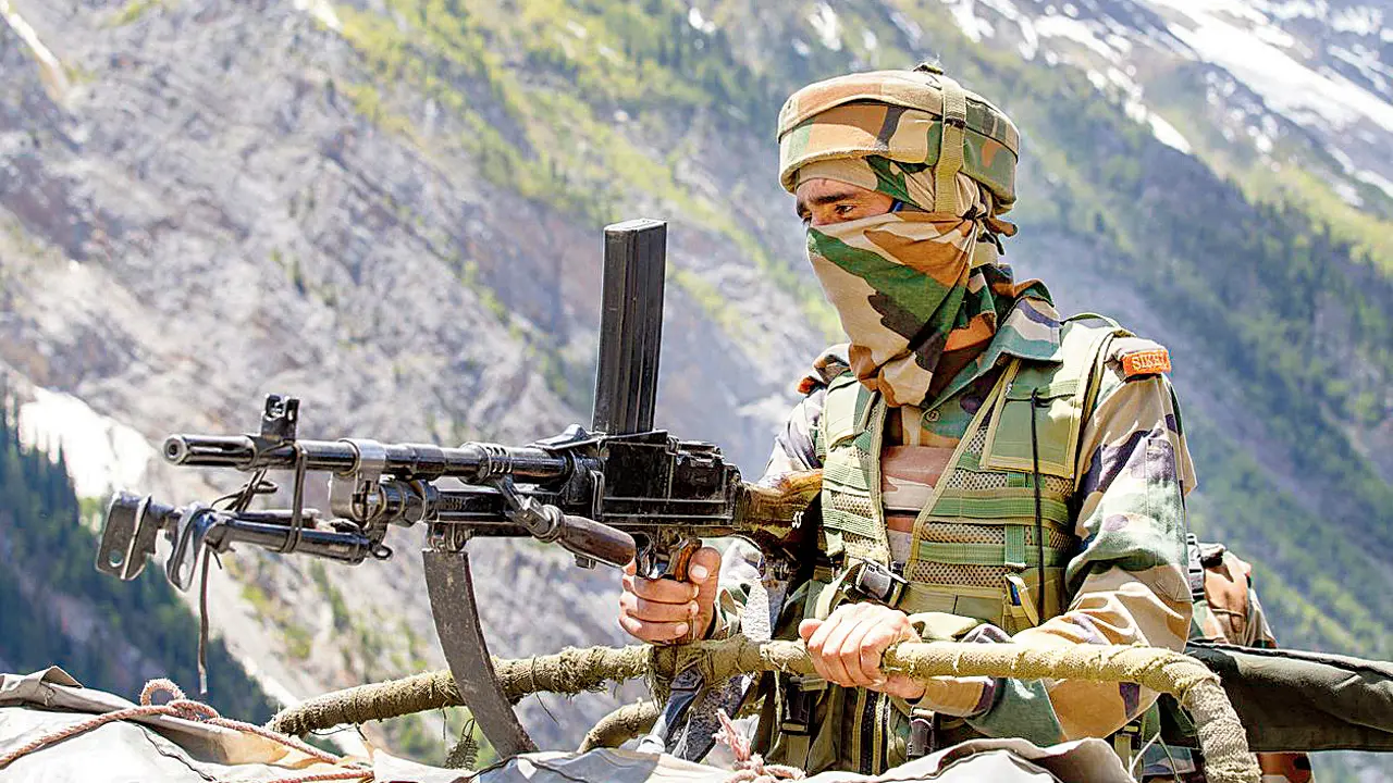 An army jawan in J&K. File pic