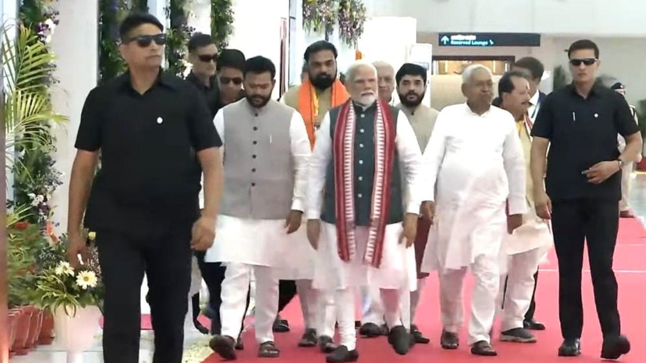 Thousands lined the streets and rooftops to see Modi, who greeted them with folded hands and waves. The route was decorated with posters of the PM and 'Operation Sindoor,' celebrating the Indian forces' strike on terror hideouts in Pakistan. Security worked to keep up as crowds showered petals, waved flags, and chanted 
