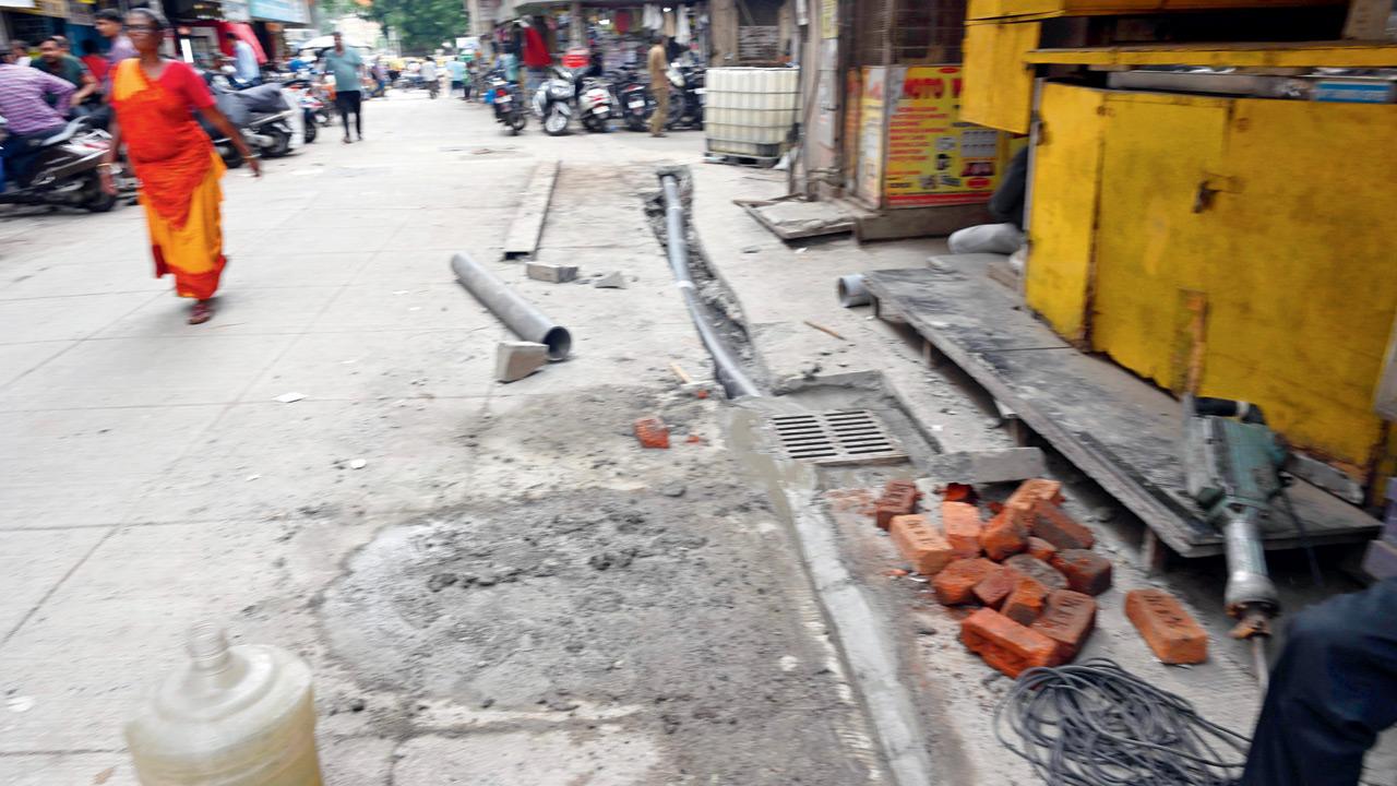 Bora Bazar Street in Fort got waterlogged for the first time recently. Pic/Atul Kamble