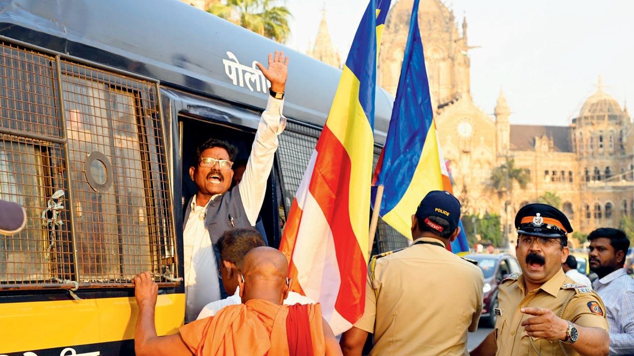 Azad Maidan is also a venue for protests like this one held last February. Pic/Ashish Raje
