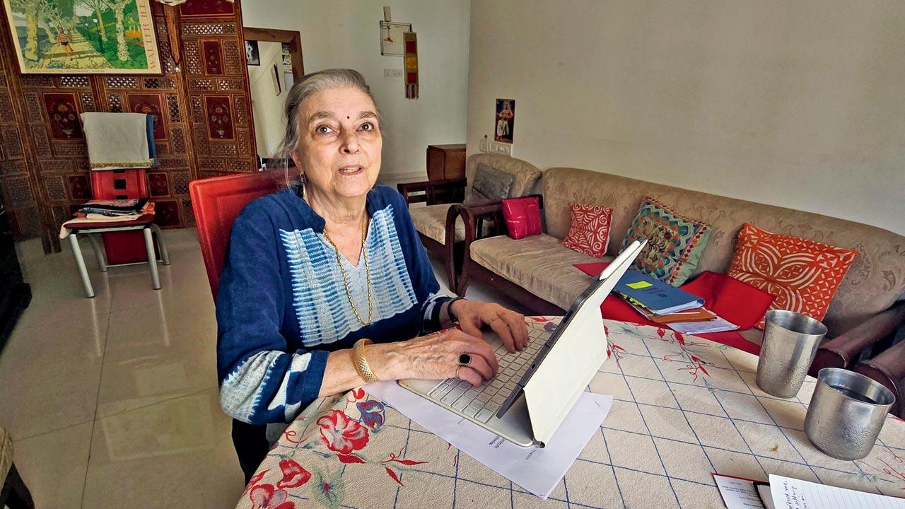 Elisabeth Iler, a retired professor from the US, who claims to be a victim of fraud and misappropriation of funds, at her Andheri residence. Pics/Diwakar Sharma