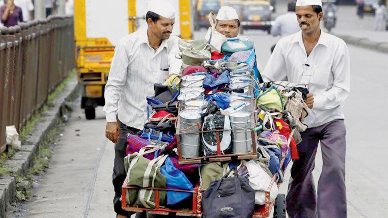 Dabbawalas with their batch of tiffins