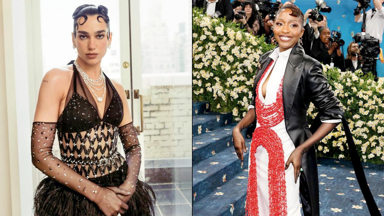 Dua Lipa experiments with multiple curls. PIC COURTESY/DUA LIPA ON INSTAGRAM (right) Ayo Edebiri flaunts a large kiss curl. Pic courtesy/Ayodebiri