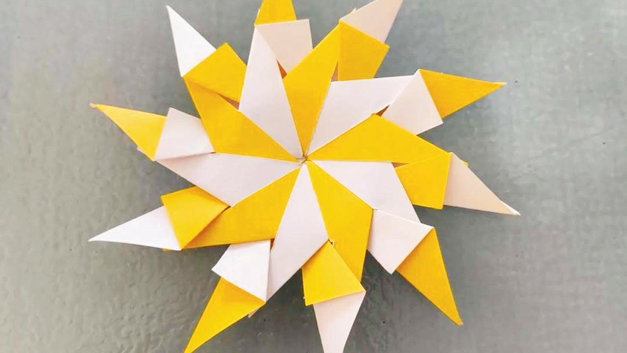 A handcrafted paper flower 