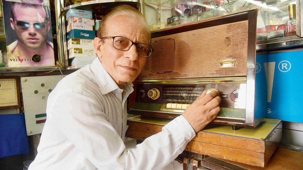 Optometrist Hemant Samani with his family radio. File pic