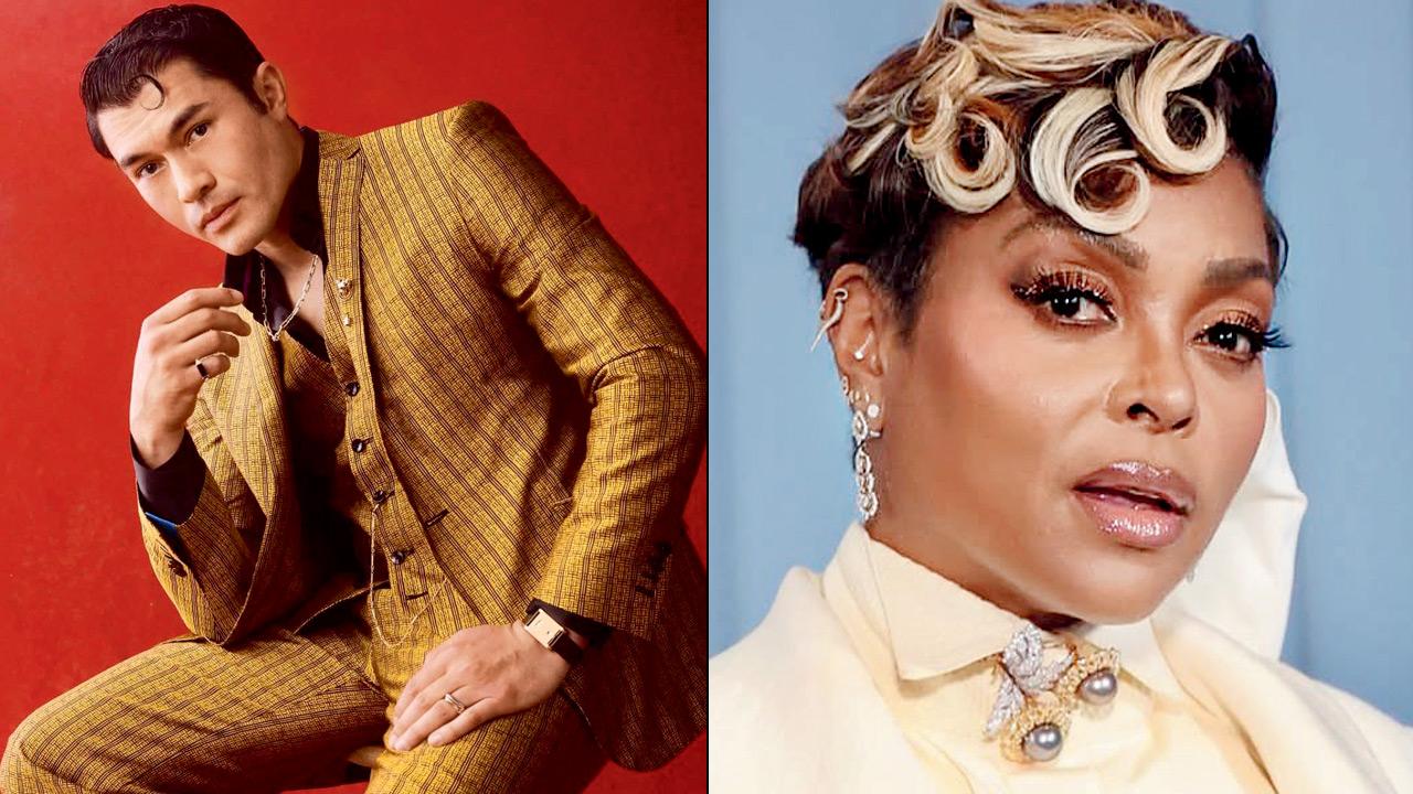 Henry Golding sports a chic kiss curl hairdo. Pic courtesy/Henry Golding on Instagram (right) Taraji P Henson in tinted curls. Pic courtesy/Checkthetag on Instagram