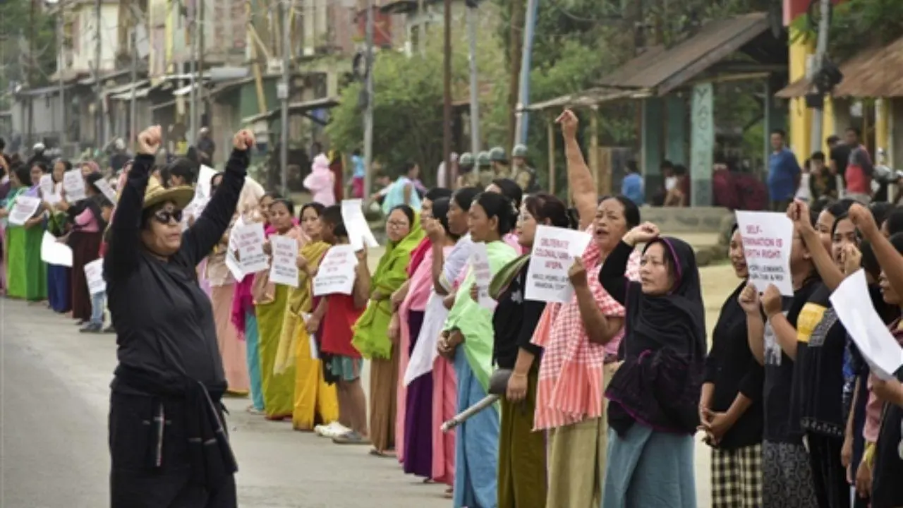 IN PICS: Protests erupt in Imphal over removal of 'Manipur' sign from govt bus