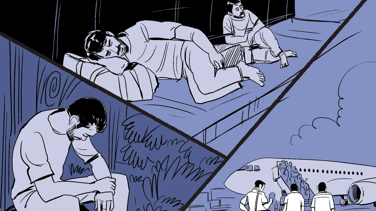 He wandered barefoot through the jungle, negotiated his dues, and returned. Others escaped, citing health issues or hunger strikes. Trio is now back in Mumbai, traumatised. illustrations/Uday Mohite