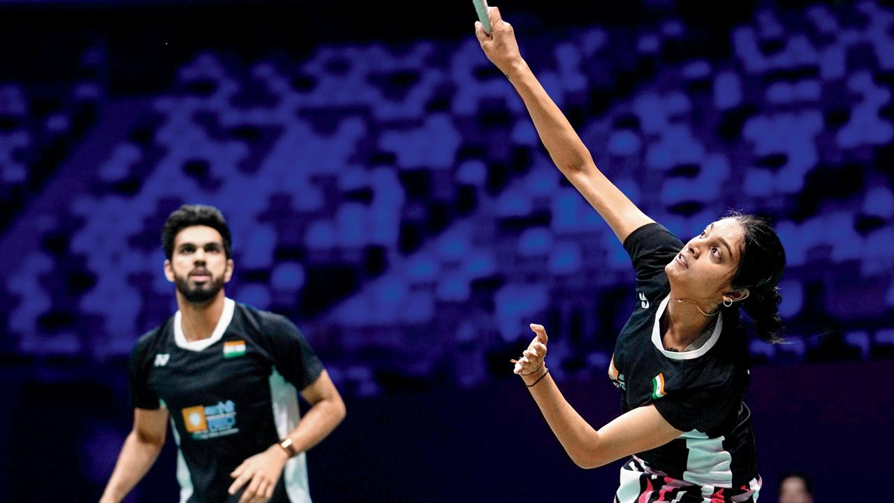 Dhruv Kapila (left) and Tanisha Crasto during their win yesterday