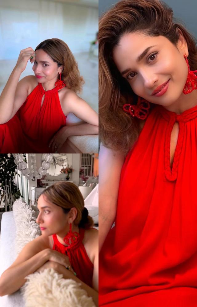 Ankita Lokhande glows in red gown