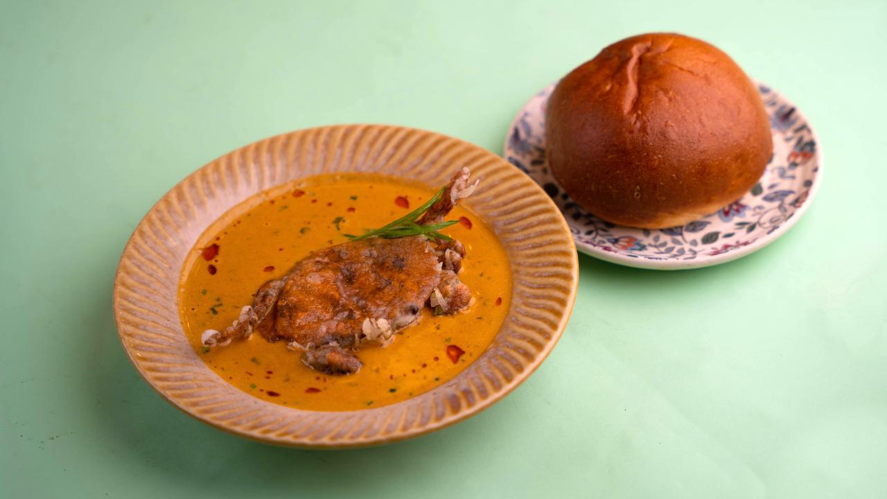 Malvani Masala Soft Shell Crab with Prawn Bisque CurryChef Akash Deshpande, who is the head chef at Luv Restaurant in Andheri, says you can use soft shell crabs to can make a Malvani Masala Soft Shell Crab with Prawn Bisque Curry. 
To make the dish, start with the crab for which you need soft shell crab, Malvani masala as required, finely chopped fresh garlic, chilli flakes to taste, chopped fresh coriander, lemon juice a splash, salt to taste, black pepper to taste, tempura batter as needed (for coating), and oil for deep frying. For the curry, use oil, finely chopped or grated ginger, onion masala, In-house kanda (onion) masala as required, in-house prawn bisque, fresh cream, butter, salt, kokum, broth powder or concentrate, and chopped fresh coriander. When the dish is ready, serve it with freshly baked bun stuffed with caramelised onions