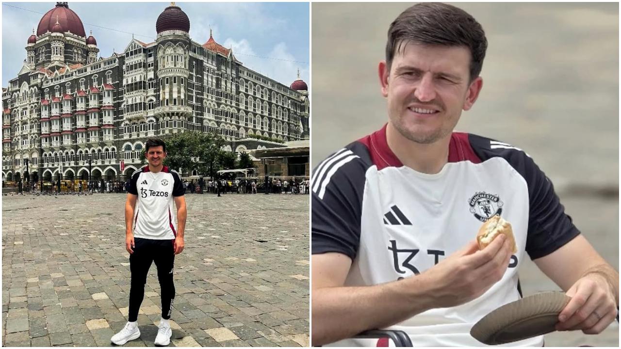 Manchester United's Harry Maguire visits Mumbai; eats vada pav, plays football