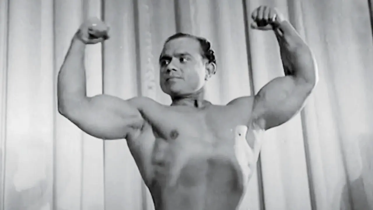 Manohar Aich at the 1955 Mr Universe finals