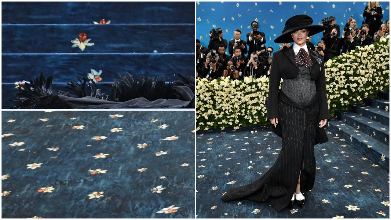 The steps of Metropolitan Museum of Art where the Met Gala takes place was adorned with the beautiful carpet. Text and Photo Courtesy: ANI/AFP