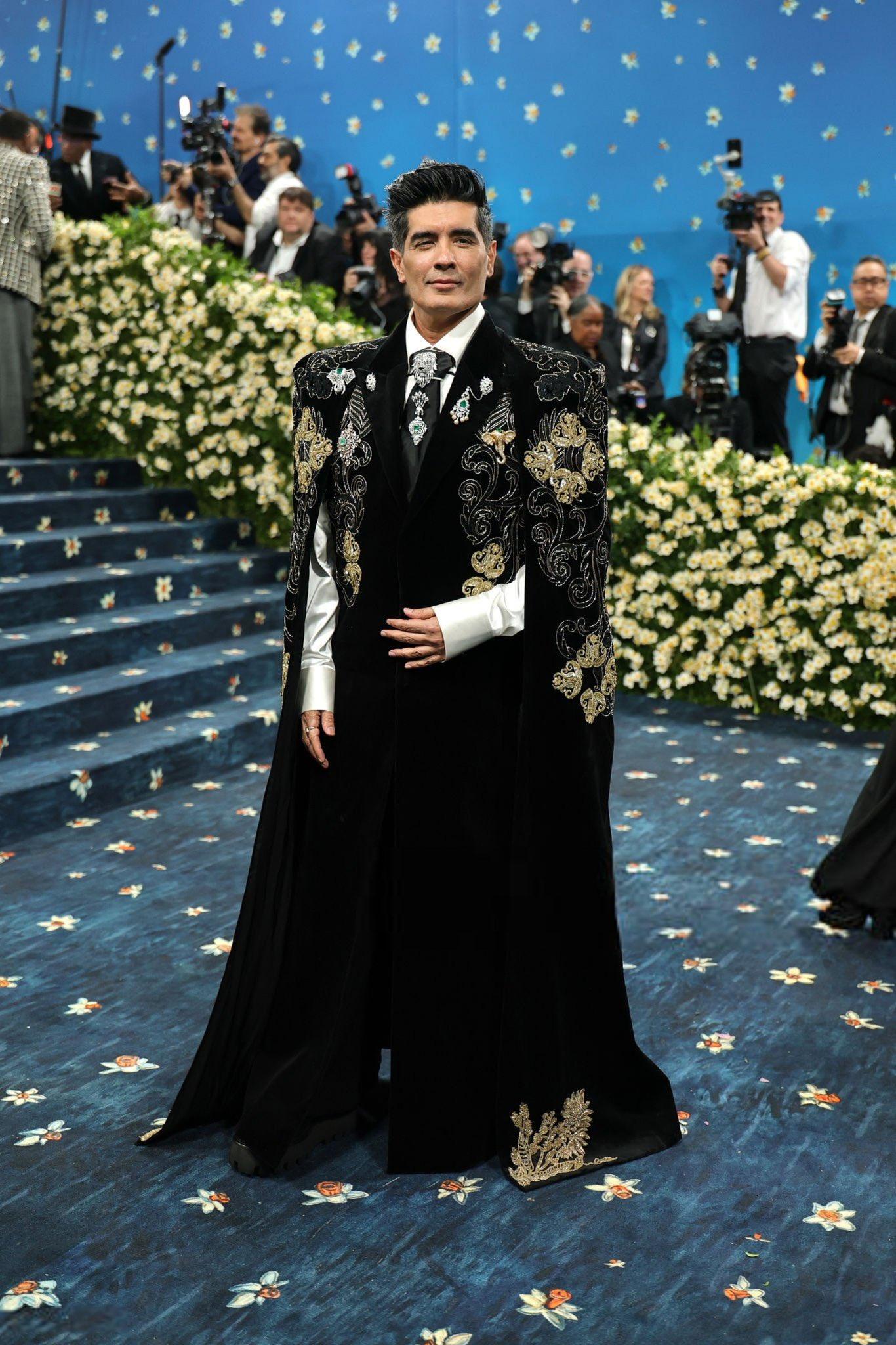 Another big Indian debut this year was not of an actor but of designer Manish Malhotra, who made his first appearance at the Met Gala 2025 carpet with Coco Jones. Malhotra himself screamed fashion in a detailed ensemble. Wearing an elaborate embroidered cape coat layered over a silk shirt and a finely detailed tie, he beautifully showcased the richness of Indian craftsmanship while effortlessly complementing the gala’s theme